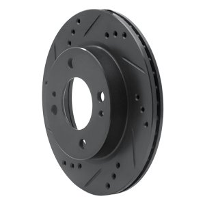 Mitsubishi Mirage Brake Rotor (1) - Front Left - R1 Concepts - Drilled & Slotted - Black - `14-`15